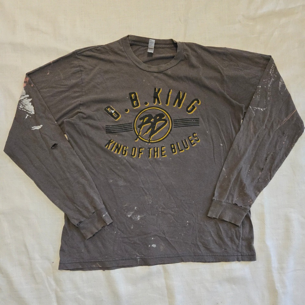 BB King 2008 LS T-Shirt Men's M King Of Blues Tour American Apparel DISTRESSED‎